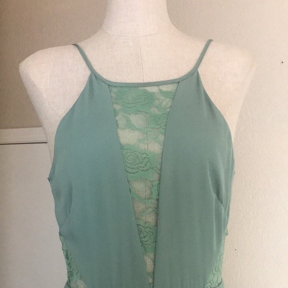 Sage green Rose Panel Lace Maxi Summer Dress - Picture 6 of 16